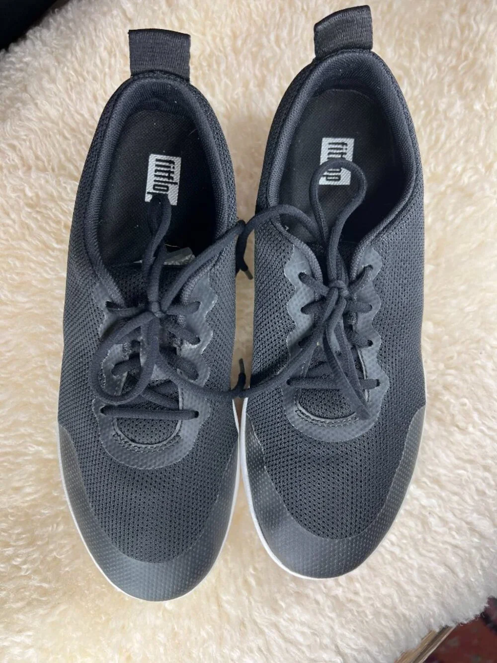 FitFlop Black Breathable Fabric Lace Up Sneaker Tennis Shoe 7.5